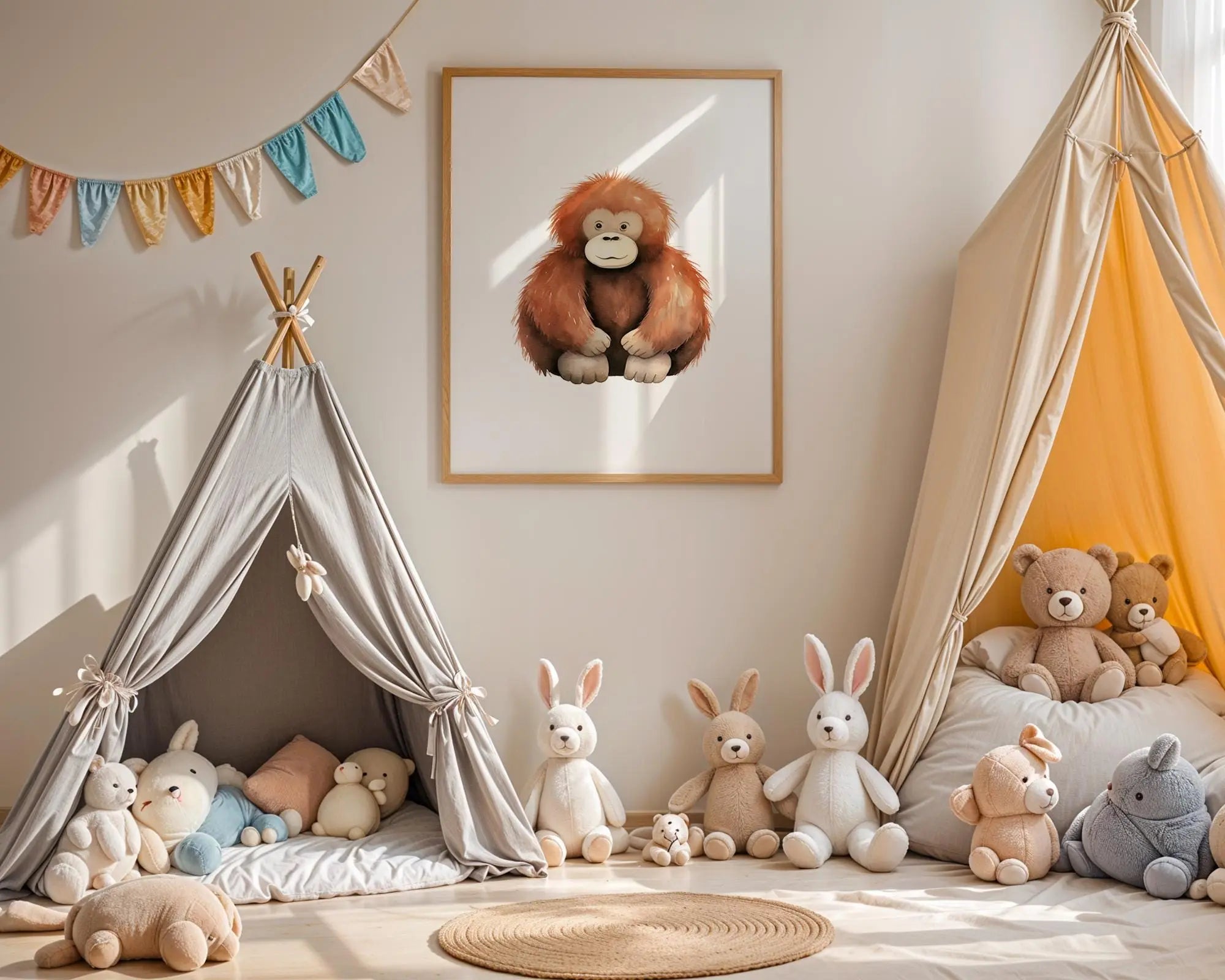 Playroom Ideas | Orangutan Nursery Wall Art | Jungle Animal Baby Illustration wall art print, modern home decor, unframed artwork by Nomad & Nest