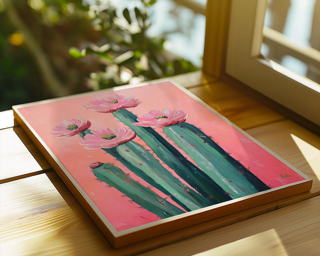 Pink Cactus Flower Print | Botanical Desert Wall Art wall art print, modern home decor, unframed artwork by Nomad & Nest