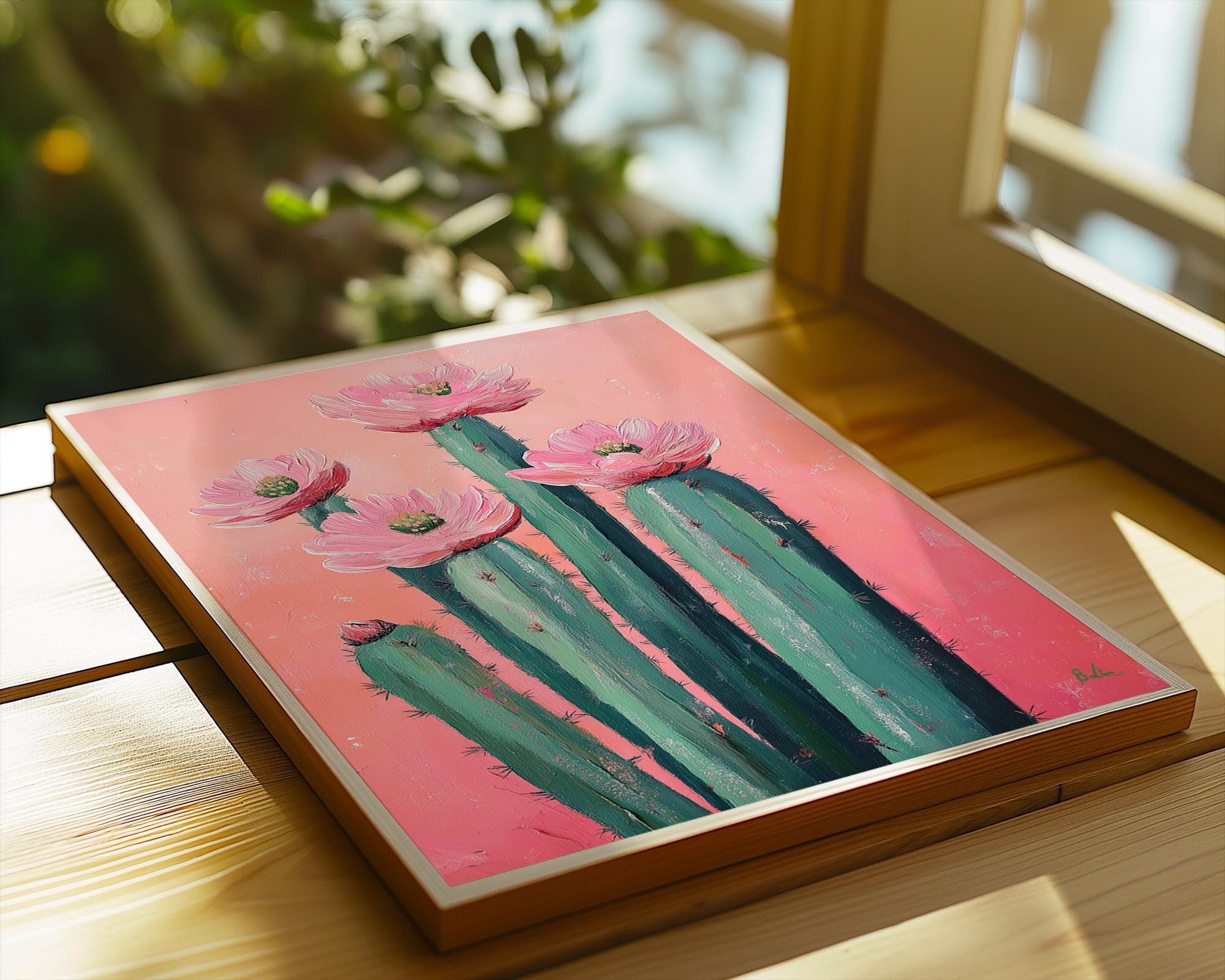 Pink Cactus Flower Print | Botanical Desert Wall Art wall art print, modern home decor, unframed artwork by Nomad & Nest