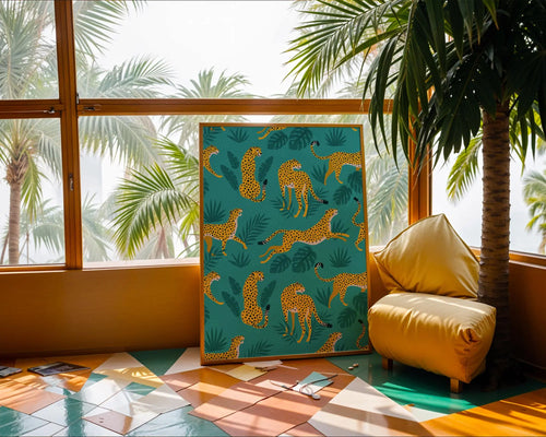 Cheetah Print | Jungle Leaves Art, Safari Home Decor Poster wall art print, modern home decor, unframed artwork by Nomad & Nest