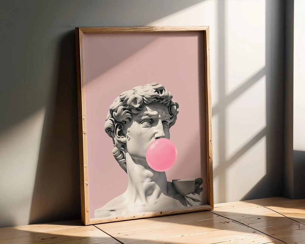 Modern Pop Art | David Statue Bubblegum Print | Modern Graffiti wall art print, modern home decor, unframed artwork by Nomad & Nest