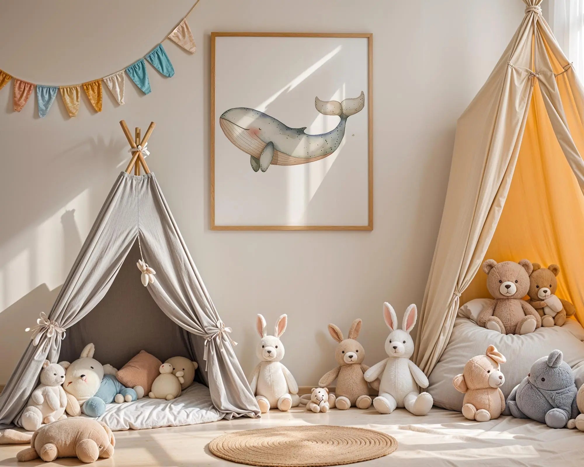 Playroom Ideas | Whale Nursery Wall Art | Ocean Animal Blue Sea Baby Decor wall art print, modern home decor, unframed artwork by Nomad & Nest