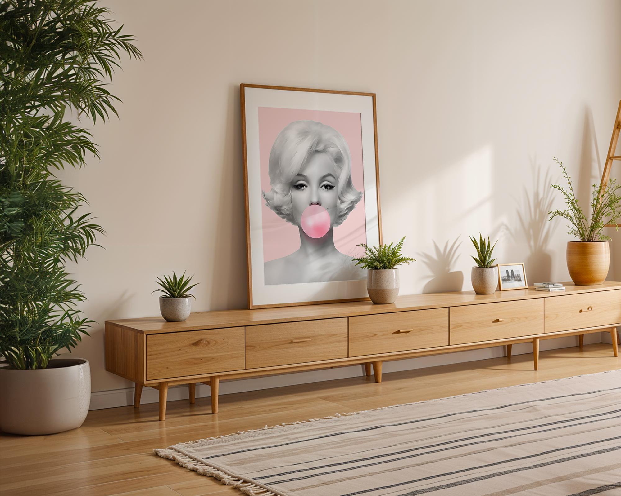 Modern Pop Art | Marilyn Monroe  Print | Pink Bubblegum, Retro Glamour wall art print, modern home decor, unframed artwork by Nomad & Nest