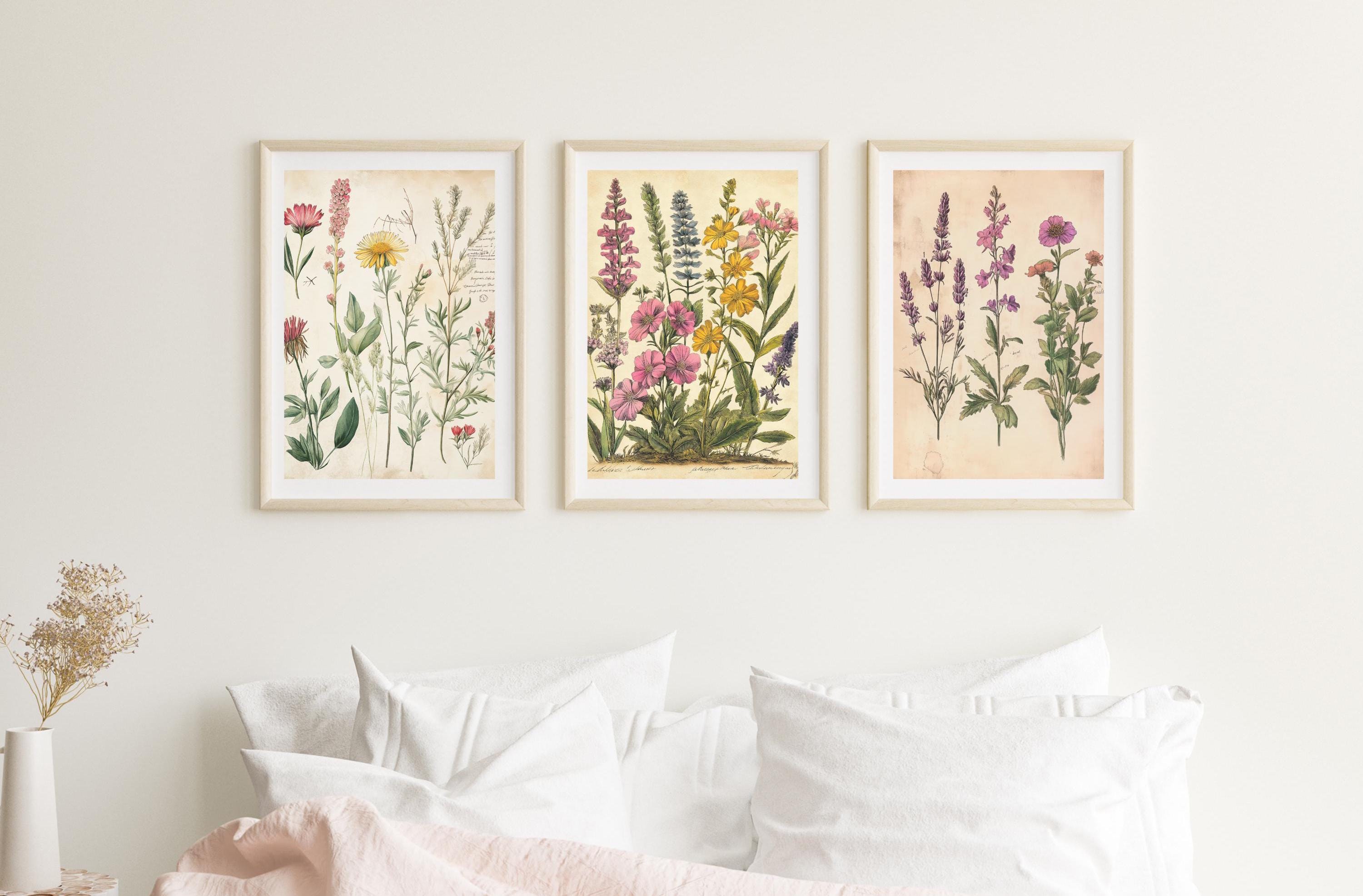 Wildflower Botanical Prints Set | Vintage Rustic Wall Art wall art print, modern home decor, unframed artwork by Nomad & Nest