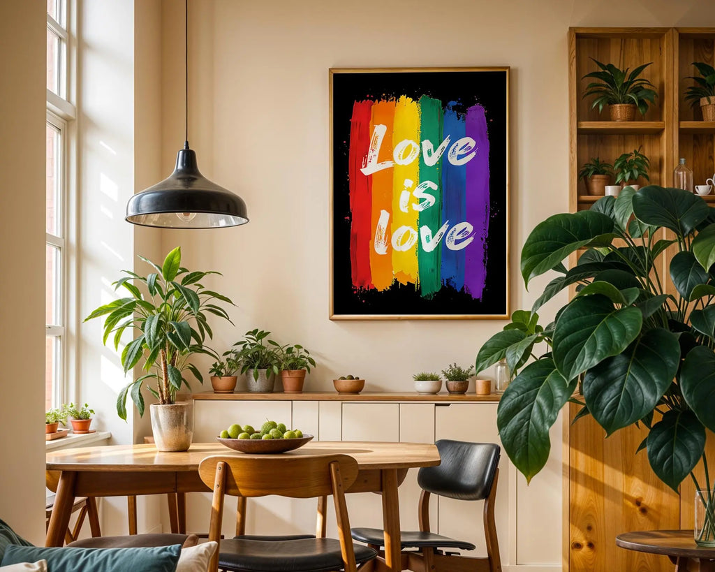 Positive Emotion | Love Is Love Rainbow Wall Art | Pride Typography Poster | LGBTQ+ Statement Print wall art print, modern home decor, unframed artwork by Nomad & Nest