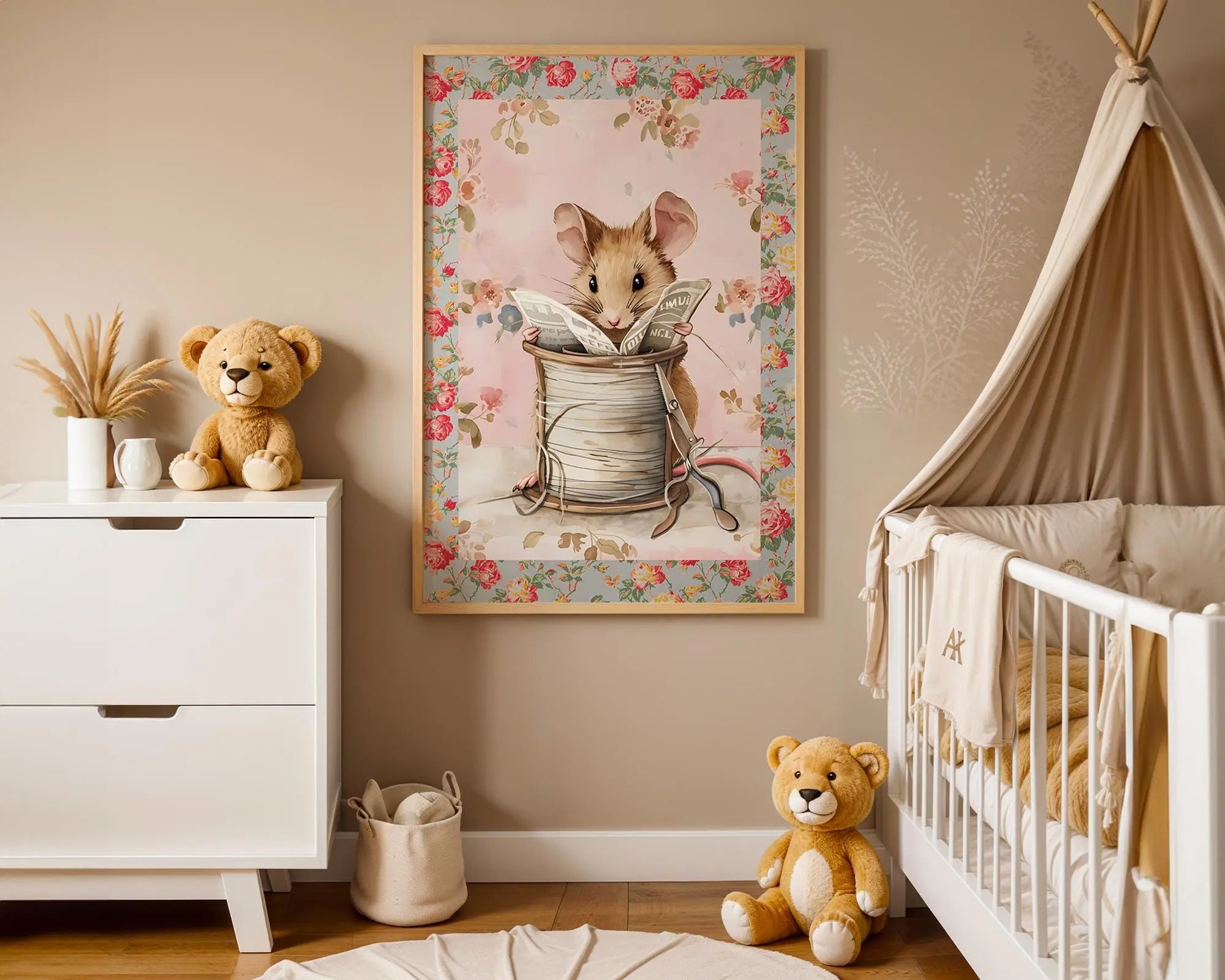 Playroom Ideas | Mouse Reading Nursery Wall Art | Vintage Animal Storybook Print wall art print, modern home decor, unframed artwork by Nomad & Nest