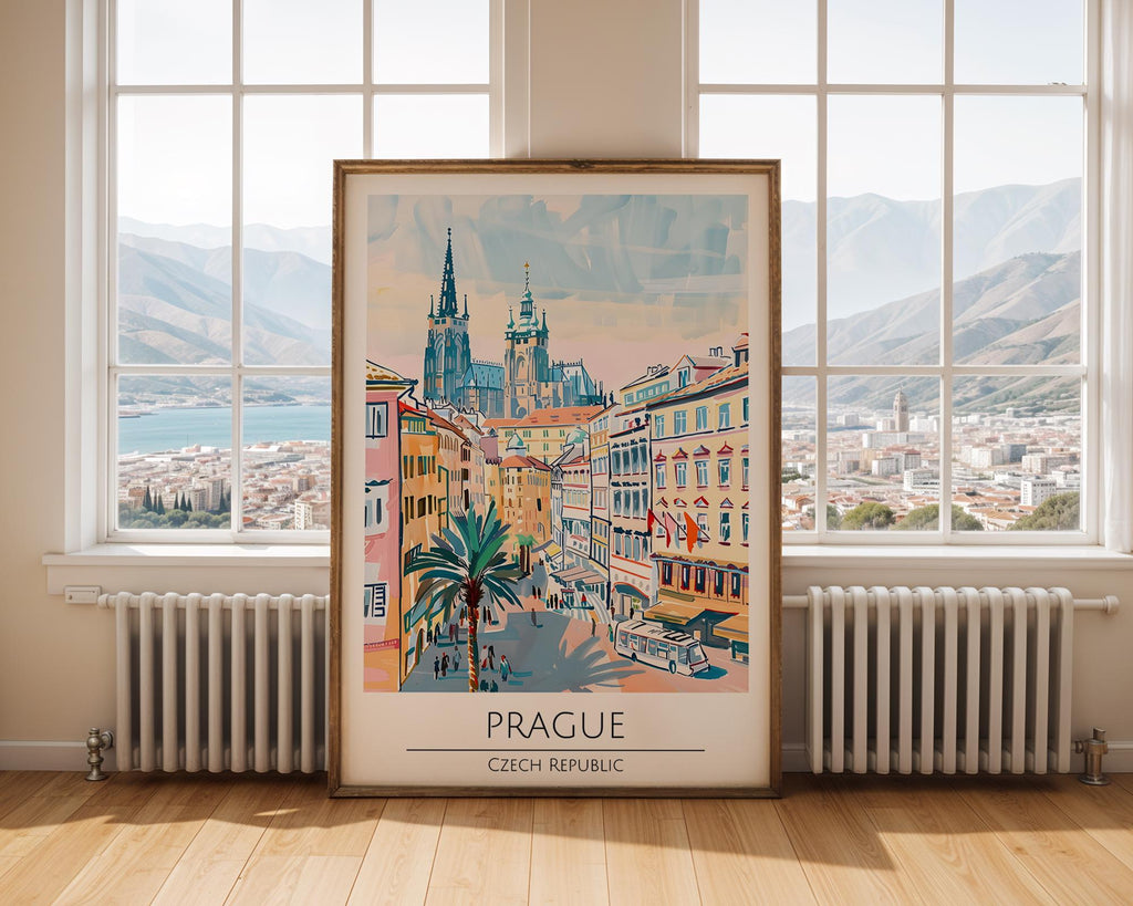 Prague Old Town Print | Gothic Cathedral Travel Poster wall art print, modern home decor, unframed artwork by Nomad & Nest