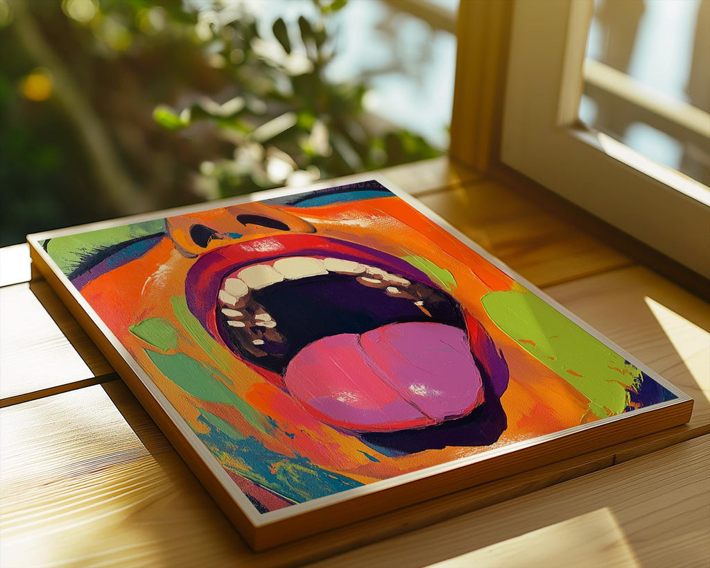 Mouth Pop Art Print | Neon Tongue Canvas Poster wall art print, modern home decor, unframed artwork by Nomad & Nest