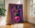 Colourful Prints | Zebra Bubblegum Art Print | Funky Pink Glasses Animal Wall Decor wall art print, modern home decor, unframed artwork by Nomad & Nest