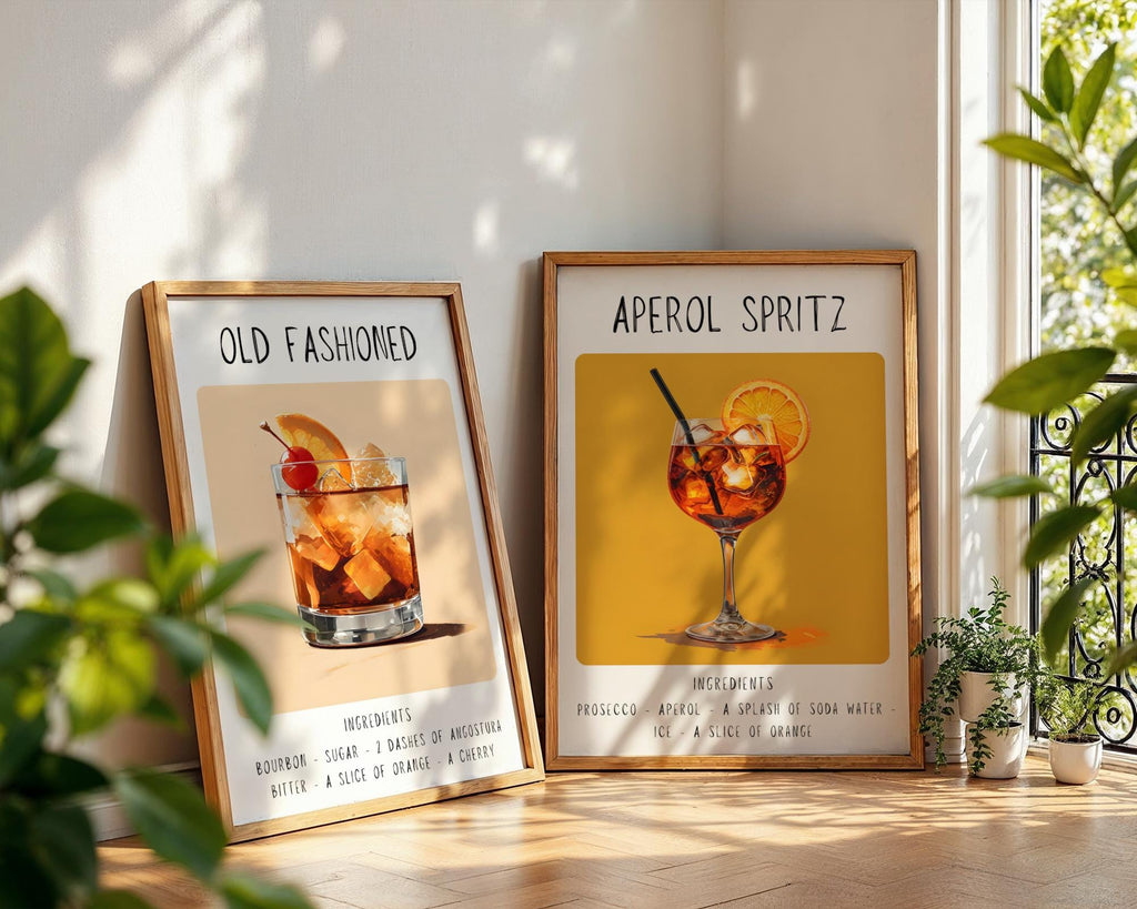 Aperol Spritz Cocktail Art Print | Minimalist Bar Cart Decor wall art print, modern home decor, unframed artwork by Nomad & Nest