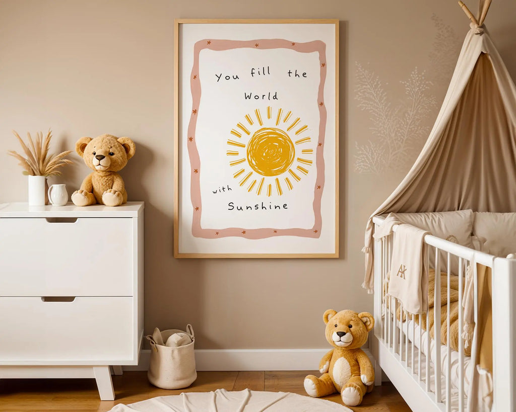 Playroom Ideas | Fill The World With Sunshine Nursery Wall Art | Boho Sun Print wall art print, modern home decor, unframed artwork by Nomad & Nest