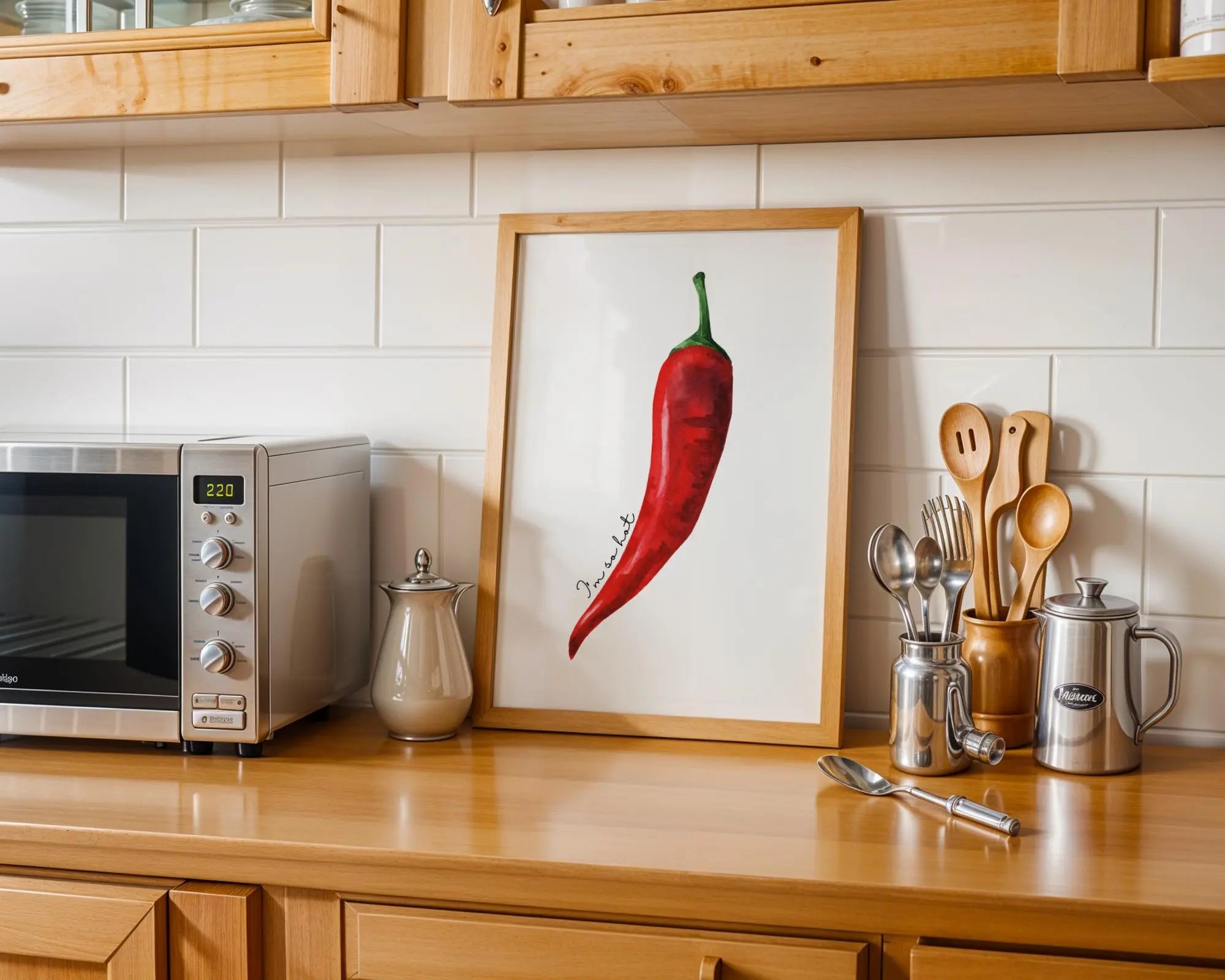 Red Chilli Pepper Print | Spicy Kitchen Wall Art, Food Lovers wall art print, modern home decor, unframed artwork by Nomad & Nest