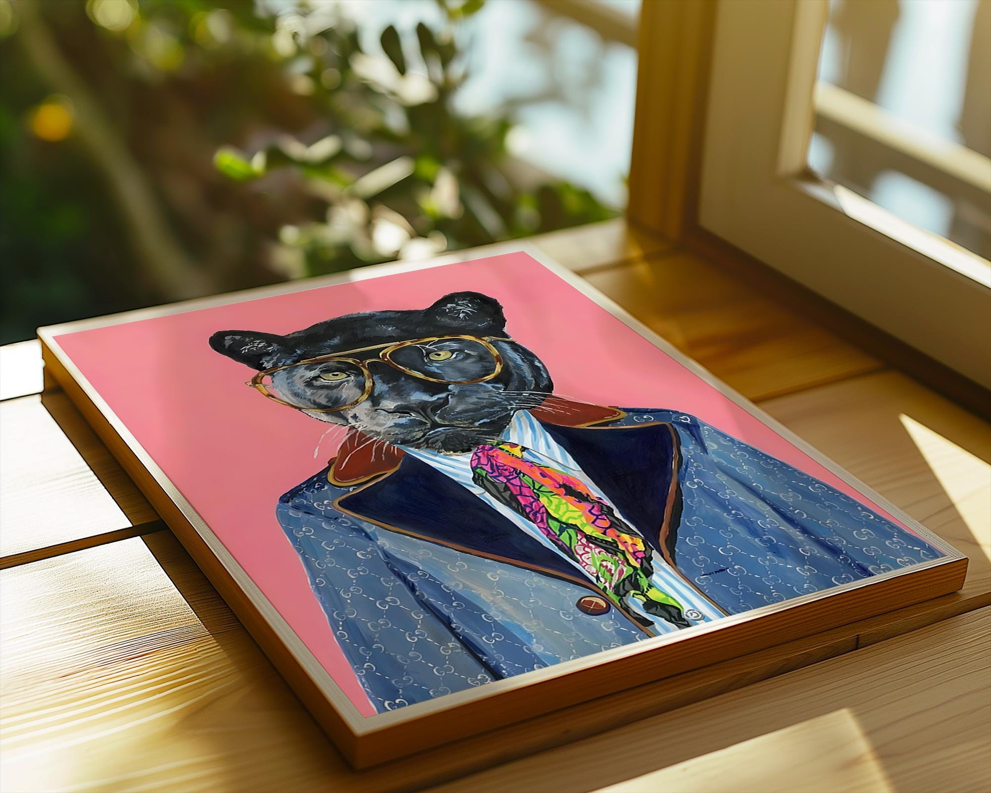 Panther in Suit Art Print | Luxury Animal Portrait wall art print, modern home decor, unframed artwork by Nomad & Nest