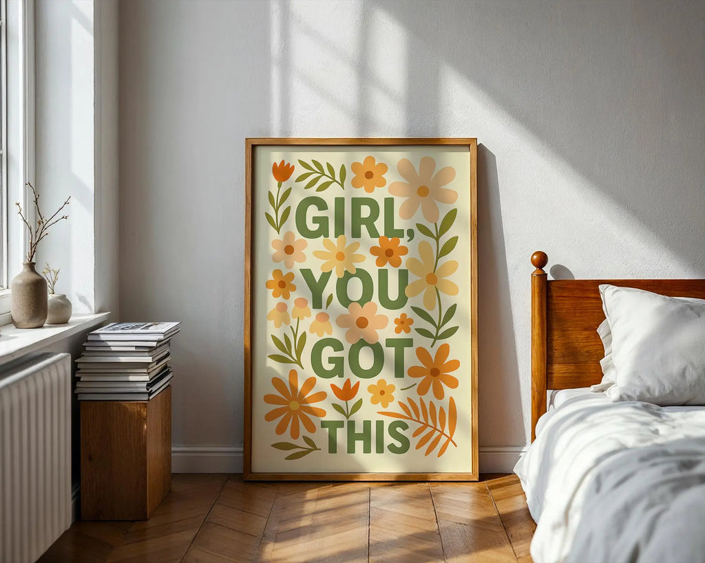Girl, You Got This Floral Art Print, Motivational Decor wall art print, modern home decor, unframed artwork by Nomad & Nest