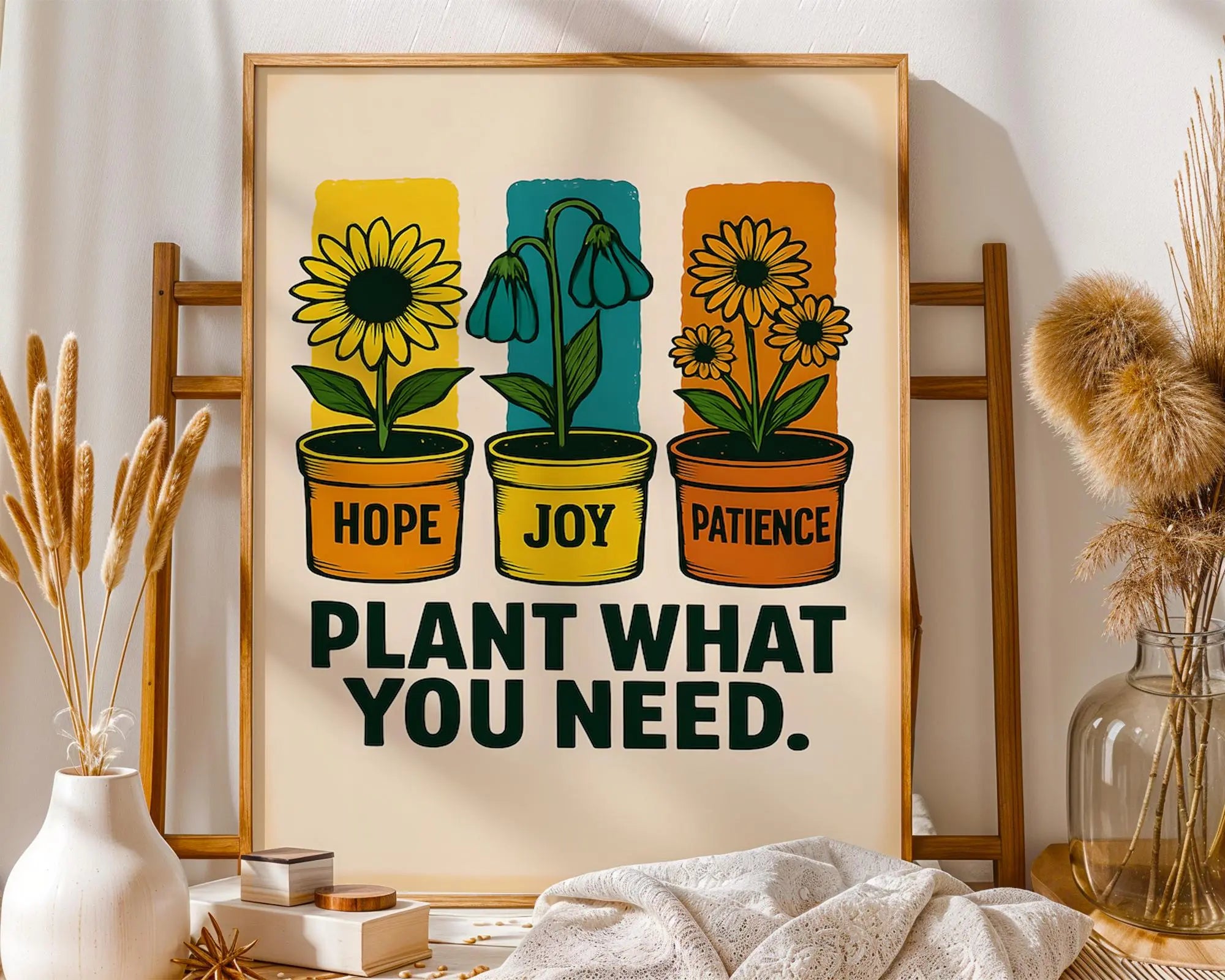 Positive Emotion | Hope Joy Patience Botanical Print – Inspirational Wall Art wall art print, modern home decor, unframed artwork by Nomad & Nest