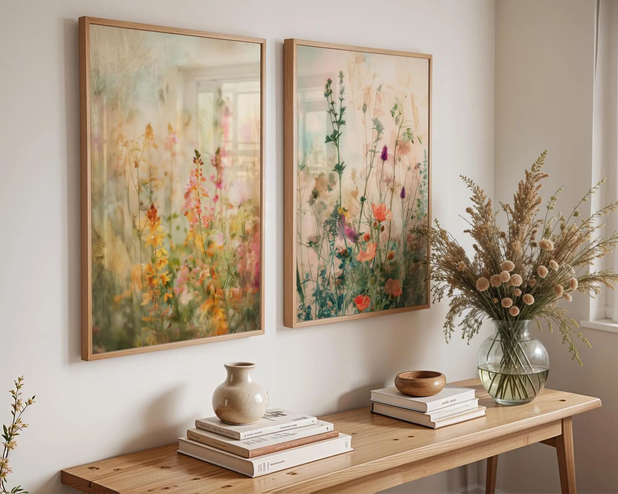 Wildflower Meadow Art Print Set | Soft Vintage Botanical Wall Decor wall art print, modern home decor, unframed artwork by Nomad & Nest