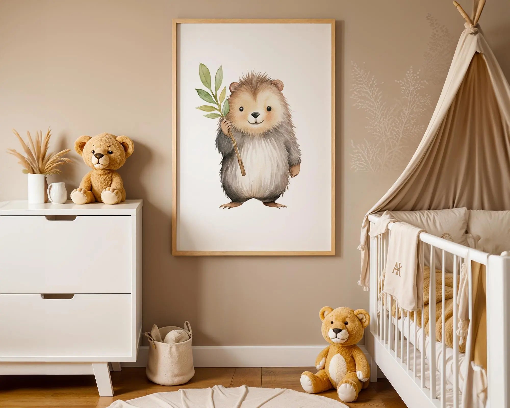 Playroom Ideas | Hedgehog Nursery Wall Art | Woodland Animal Baby Illustration wall art print, modern home decor, unframed artwork by Nomad & Nest