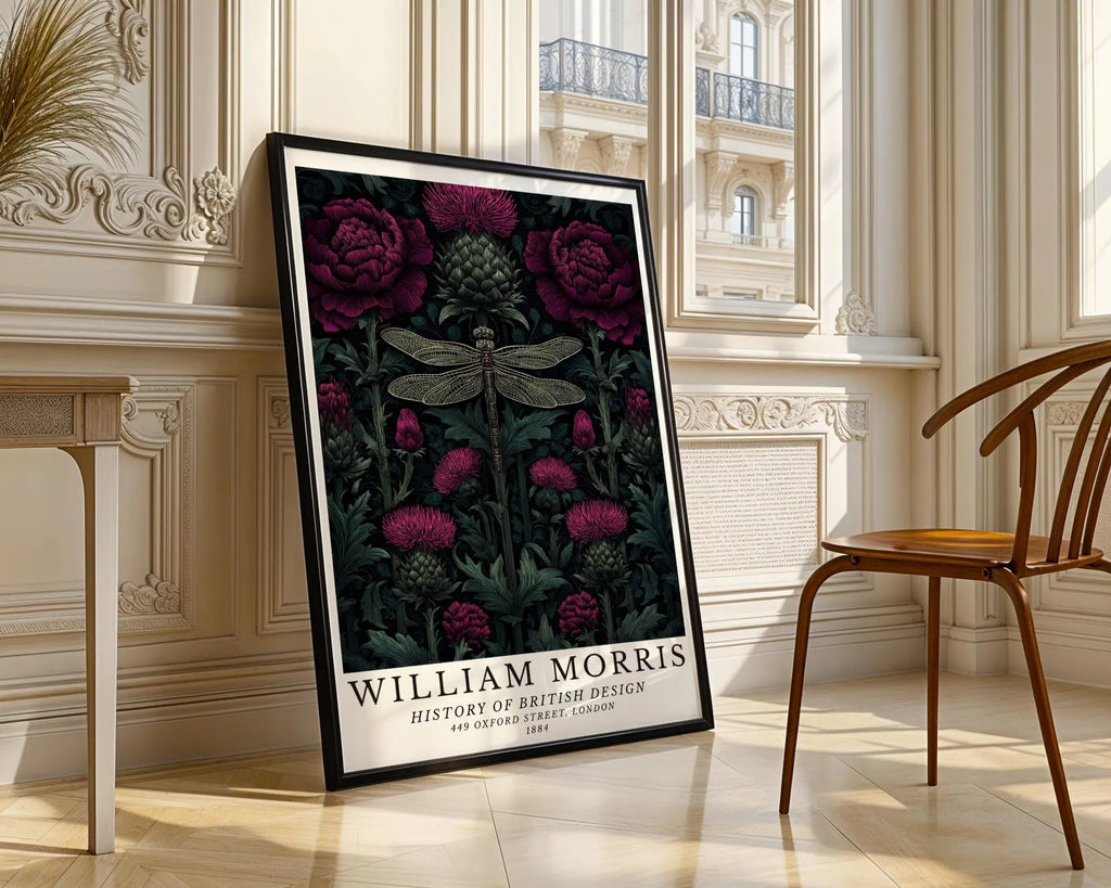 William Morris Print Dragonfly Thistle  • Gothic Botanical Art wall art print, modern home decor, unframed artwork by Nomad & Nest