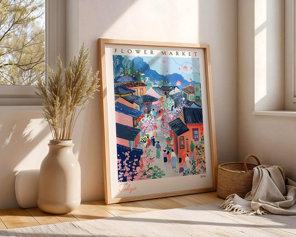 Tokyo Flower Market Print | Vintage Japanese Cherry Blossom Wall Art wall art print, modern home decor, unframed artwork by Nomad & Nest