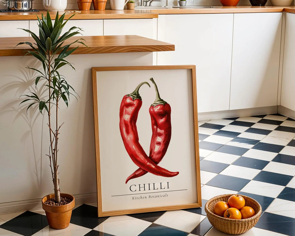 Red Chilli Pepper Botanical Print • Modern Kitchen Wall Art wall art print, modern home decor, unframed artwork by Nomad & Nest