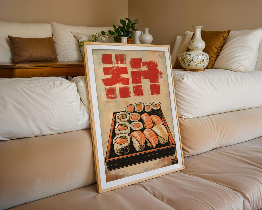 Japanese Poster | Vintage Sushi Print –  Food , Retro Kitchen Art wall art print, modern home decor, unframed artwork by Nomad & Nest