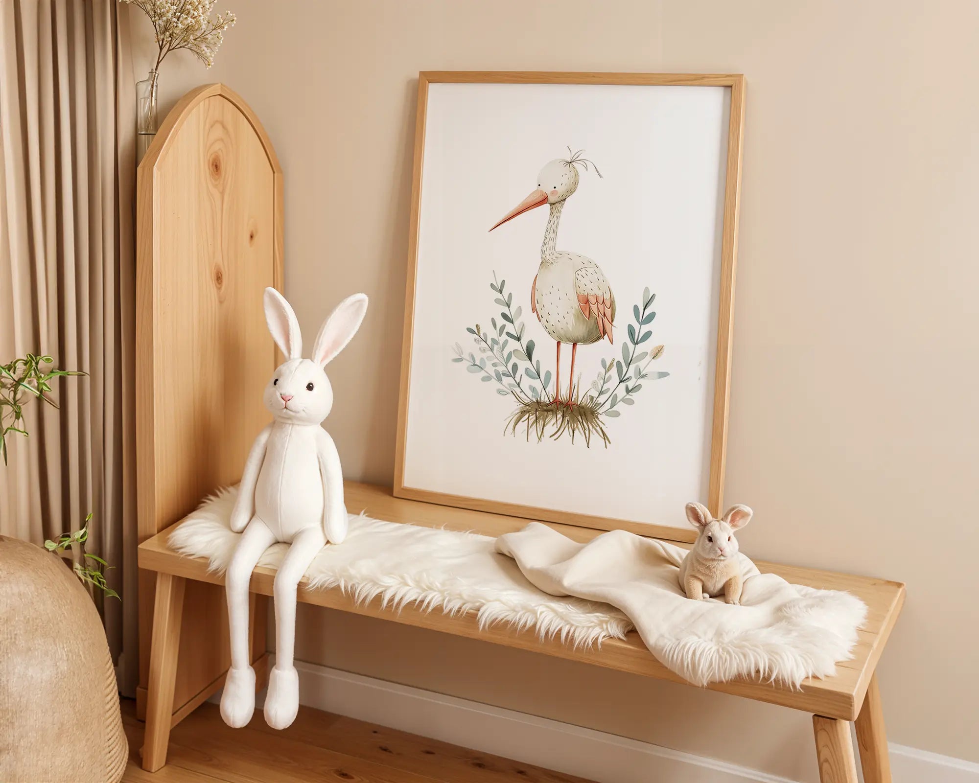 Playroom Ideas | Tall Stork Nursery Wall Art | Nature Bird Baby Decor Print Nomad&Nest