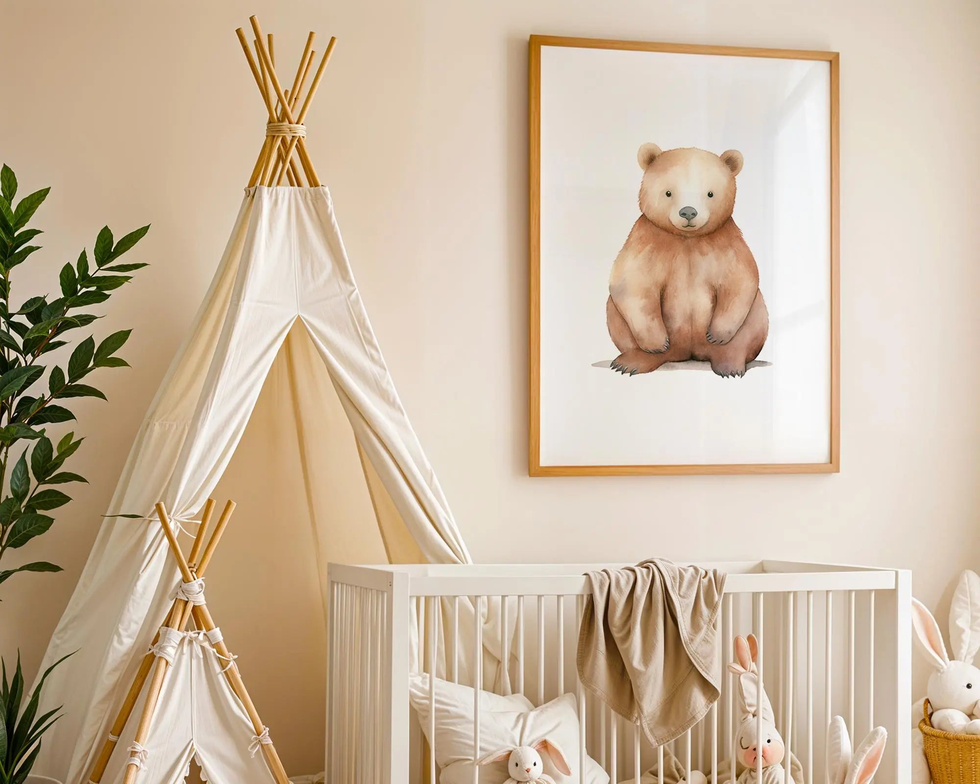 Playroom Ideas | Bear Nursery Wall Art | Woodland Animal Baby Illustration wall art print, modern home decor, unframed artwork by Nomad & Nest
