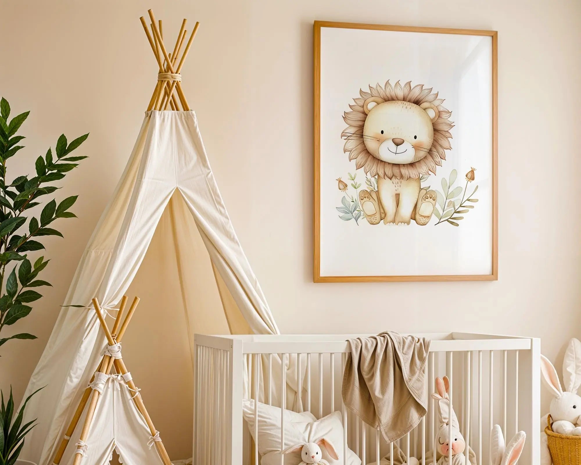 Playroom Ideas | Lion Cub Nursery Wall Art | Neutral Safari Baby Decor wall art print, modern home decor, unframed artwork by Nomad & Nest