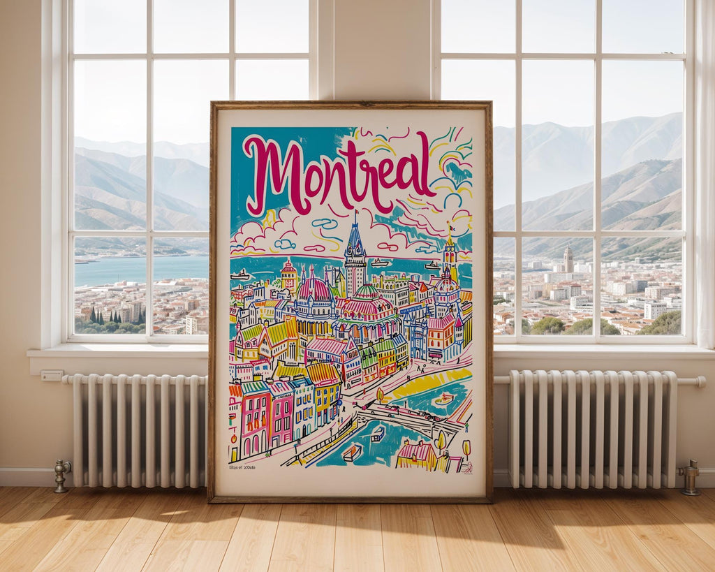 Montreal Cityscape Art Print | Colorful Canada Travel Poster wall art print, modern home decor, unframed artwork by Nomad & Nest