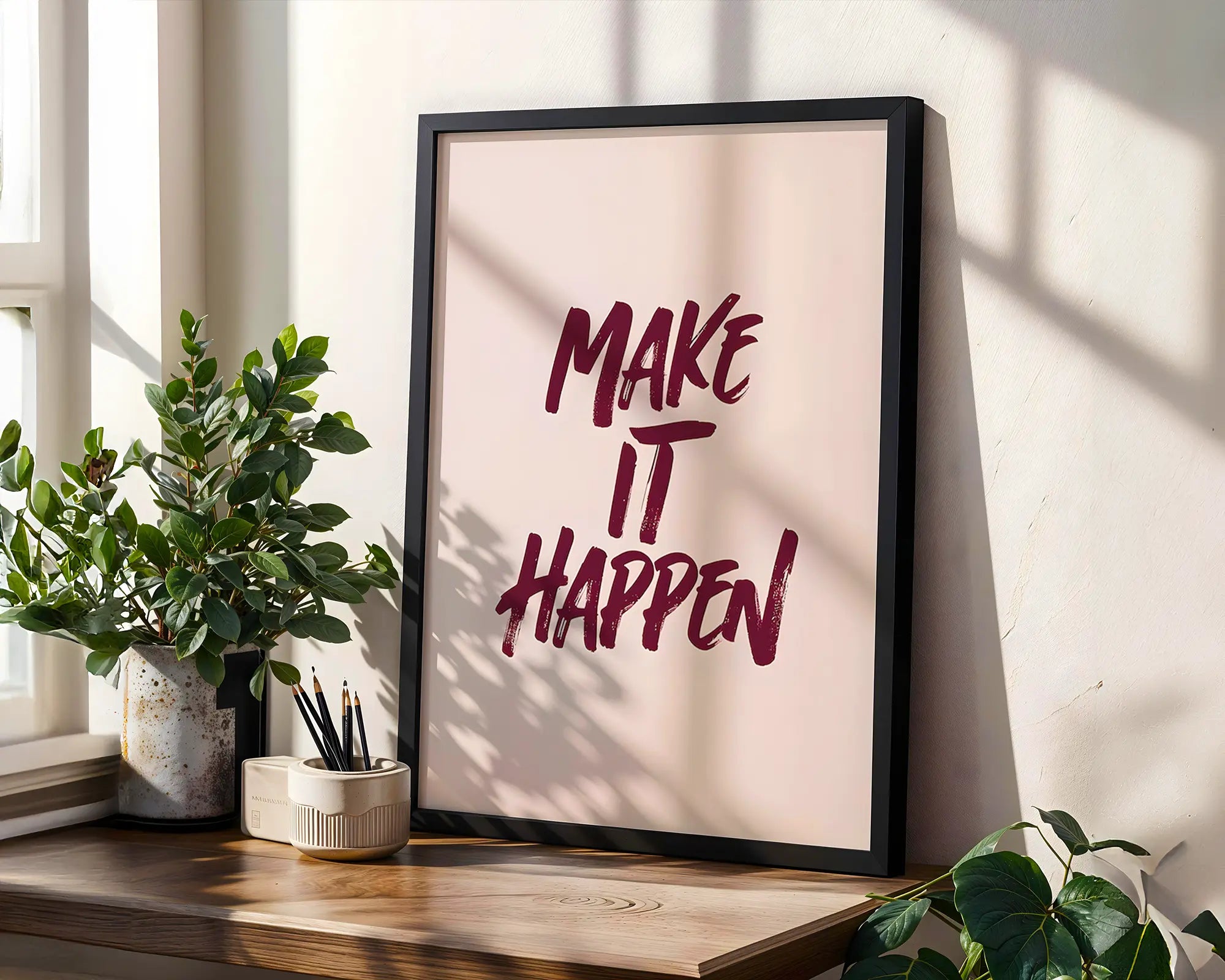 Positive Emotion | Make It Happen Wall Art | Empowering Typography Print | Modern Motivation Decor | Confidence Quote Poster wall art print, modern home decor, unframed artwork by Nomad & Nest