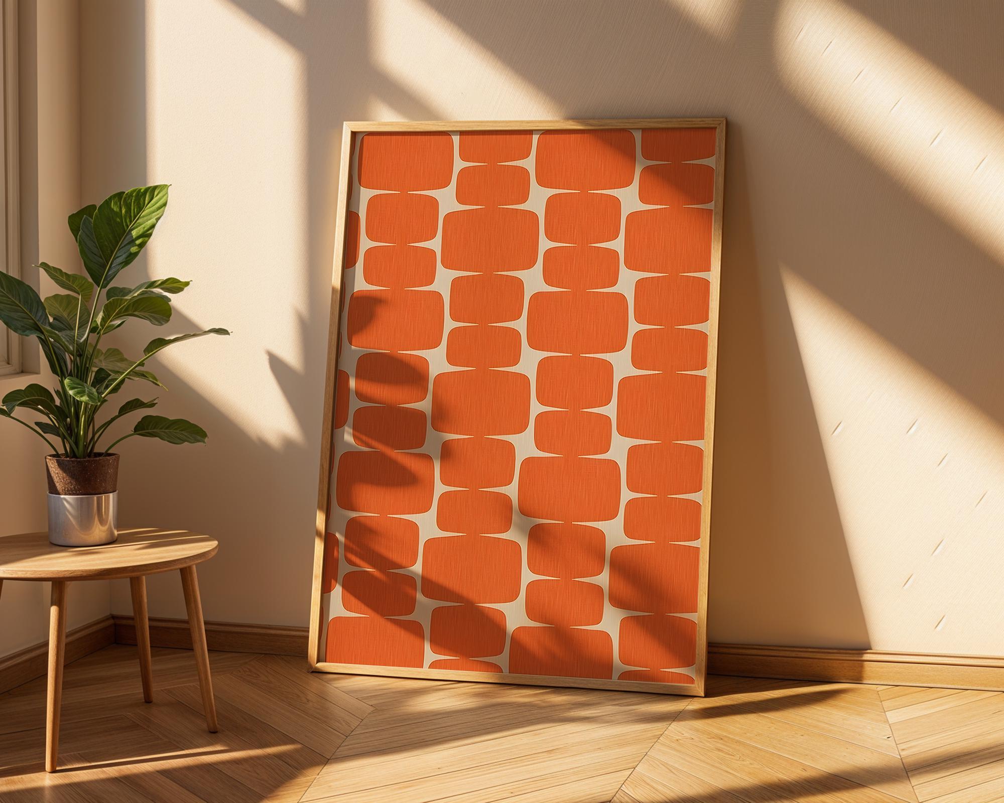 Orange Geometric Art Print | Mid-Century Modern, Scandinavian Decor wall art print, modern home decor, unframed artwork by Nomad & Nest