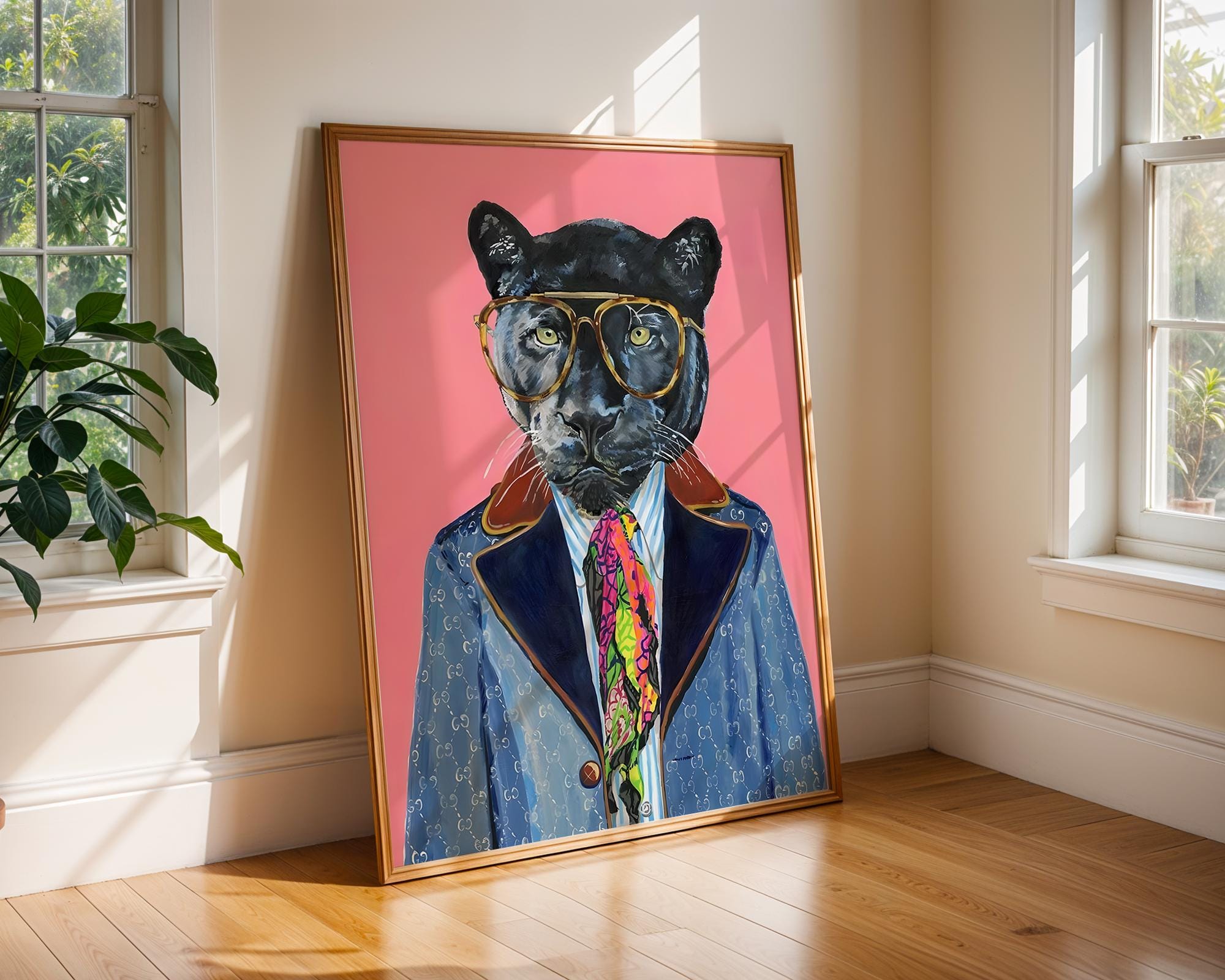 Panther in Suit Art Print | Luxury Animal Portrait wall art print, modern home decor, unframed artwork by Nomad & Nest