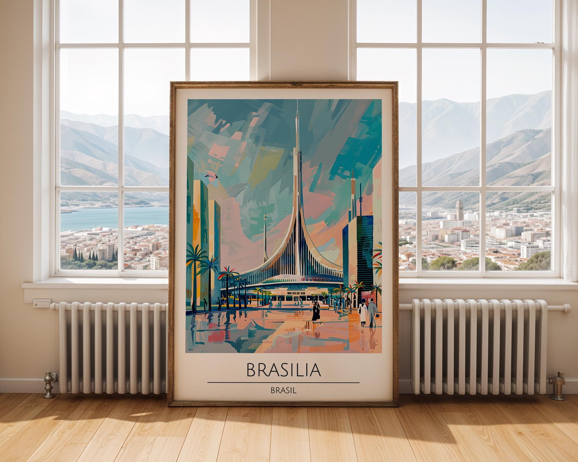 Brasilia Cathedral Art Print | Retro Brazil Travel Poster wall art print, modern home decor, unframed artwork by Nomad & Nest
