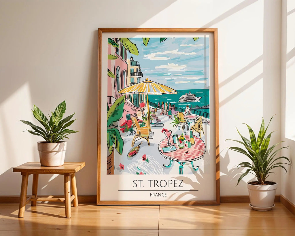 St. Tropez Travel Poster | Vintage French Riviera Seaside Art wall art print, modern home decor, unframed artwork by Nomad & Nest