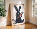 Bunny with Carrot Print | Scandinavian Nursery Art wall art print, modern home decor, unframed artwork by Nomad & Nest