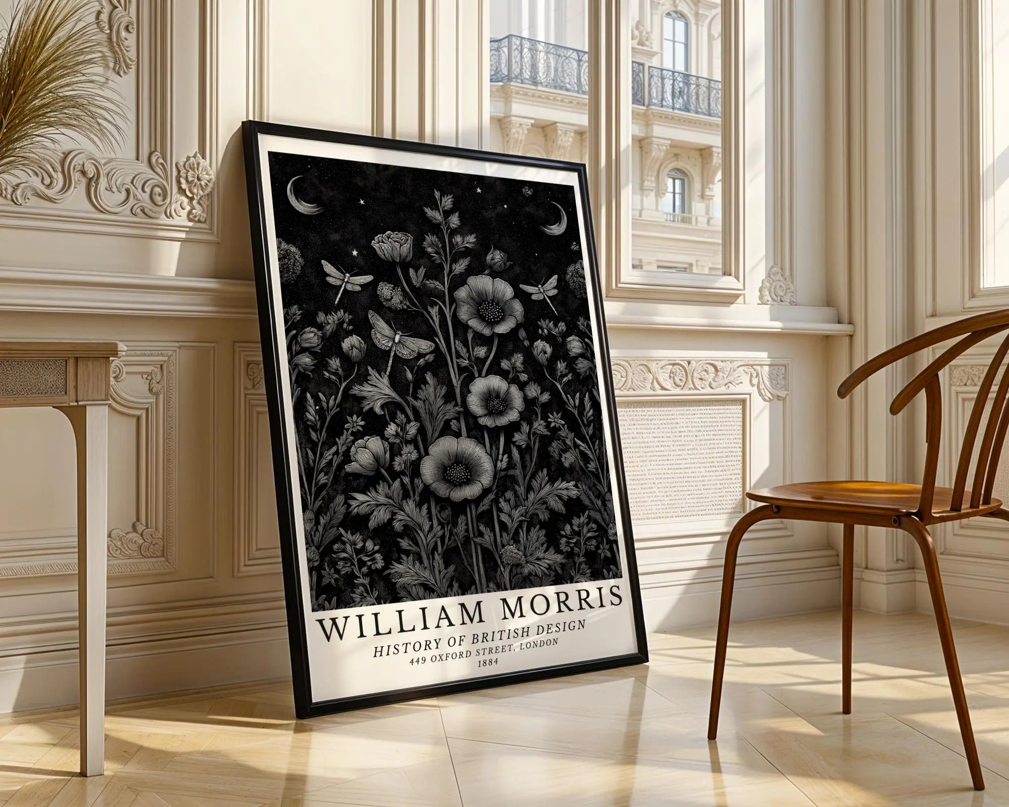 William Morris Print Floral Art  • Gothic Dragonfly Lunar Garden wall art print, modern home decor, unframed artwork by Nomad & Nest
