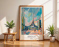 Brasilia Cathedral Art Print | Retro Brazil Travel Poster wall art print, modern home decor, unframed artwork by Nomad & Nest