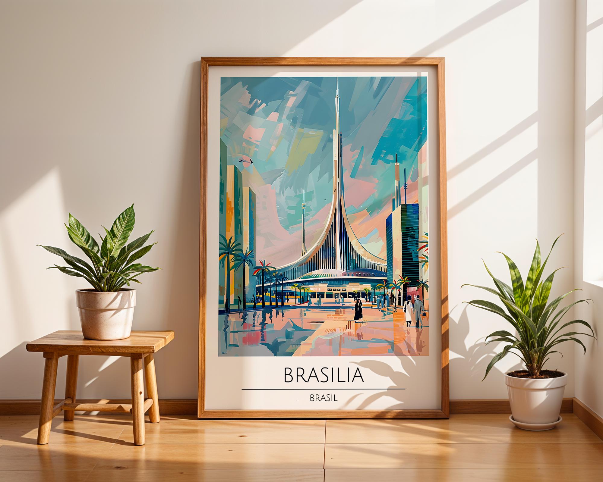 Brasilia Cathedral Art Print | Retro Brazil Travel Poster wall art print, modern home decor, unframed artwork by Nomad & Nest