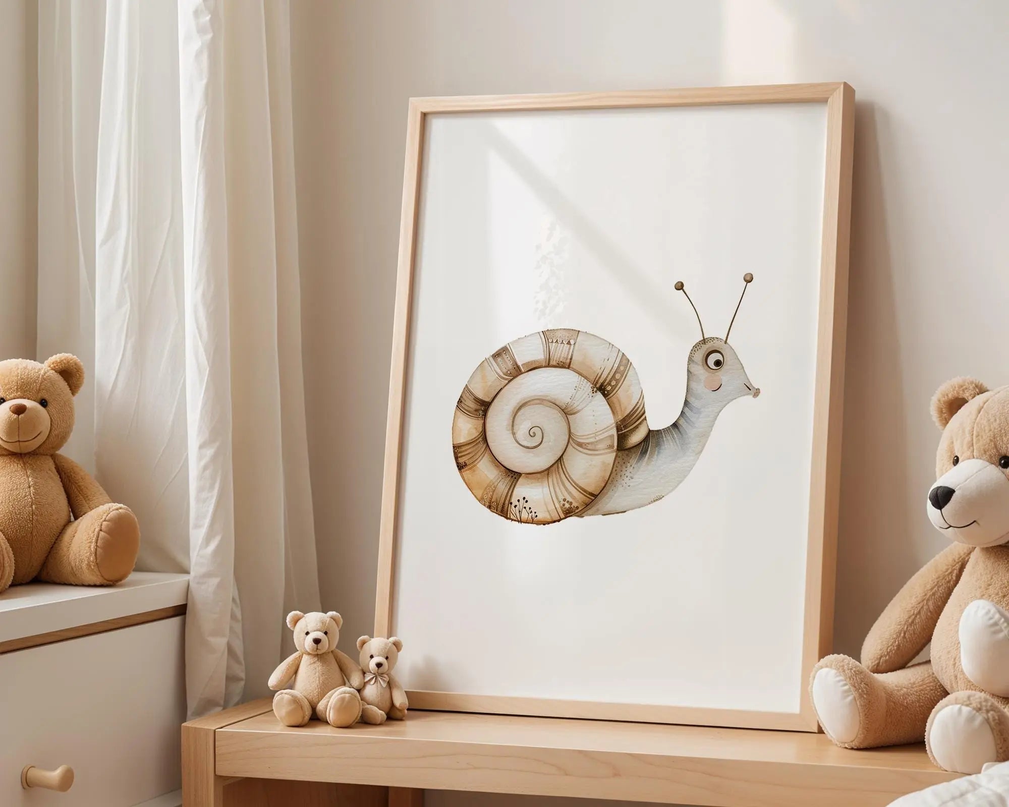 Playroom Ideas | Snail Nursery Wall Art | Garden Insect Baby Illustration wall art print, modern home decor, unframed artwork by Nomad & Nest