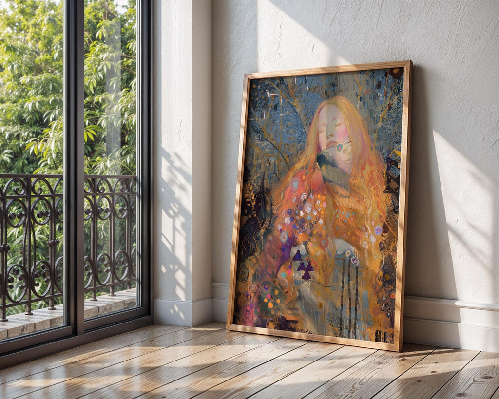Redhead Woman Art Print | Dreamy Abstract Portrait, Autumn Colors wall art print, modern home decor, unframed artwork by Nomad & Nest