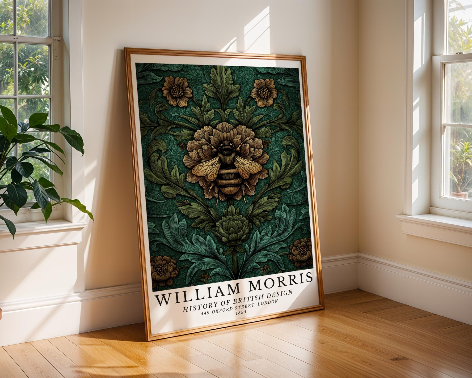 William Morris Print Bee  | Vintage Botanical Art Poster wall art print, modern home decor, unframed artwork by Nomad & Nest