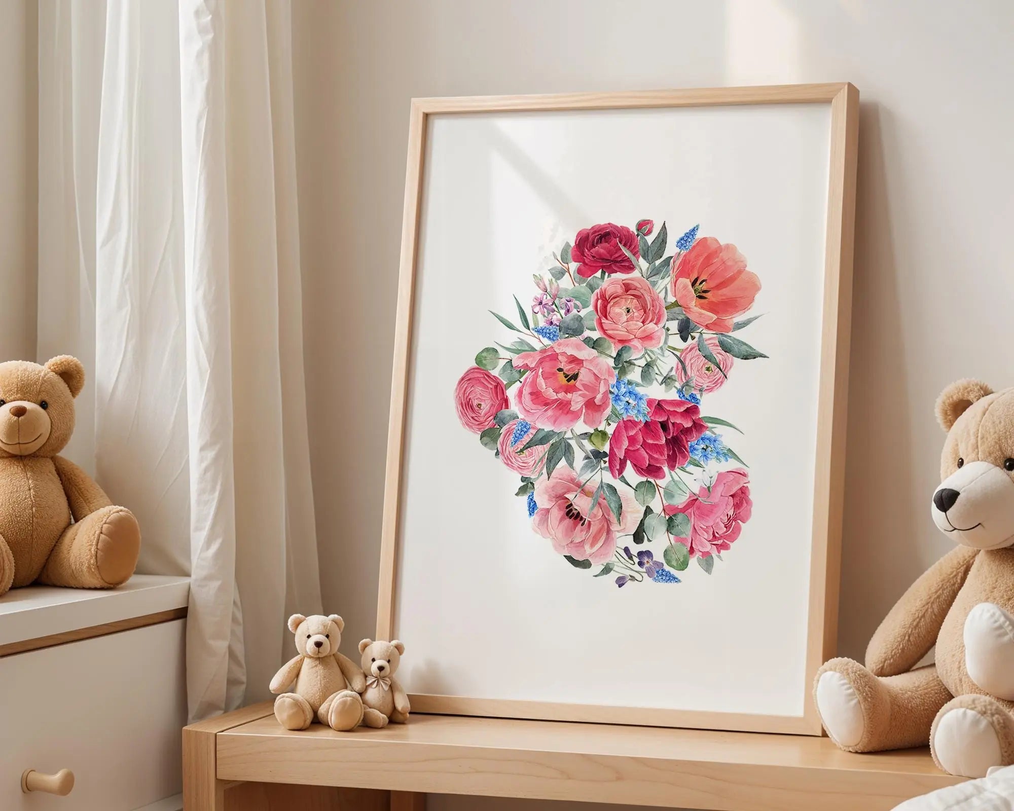 Playroom Ideas | Blush Floral Nursery Wall Art | Botanical Garden Print wall art print, modern home decor, unframed artwork by Nomad & Nest