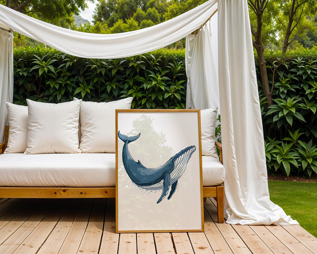 Blue Whale Print | Leaping Whale Poster, Coastal Wall Art wall art print, modern home decor, unframed artwork by Nomad & Nest