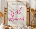 Girl Dinner Print | Funny Food Quote, Trendy Kitchen Art wall art print, modern home decor, unframed artwork by Nomad & Nest