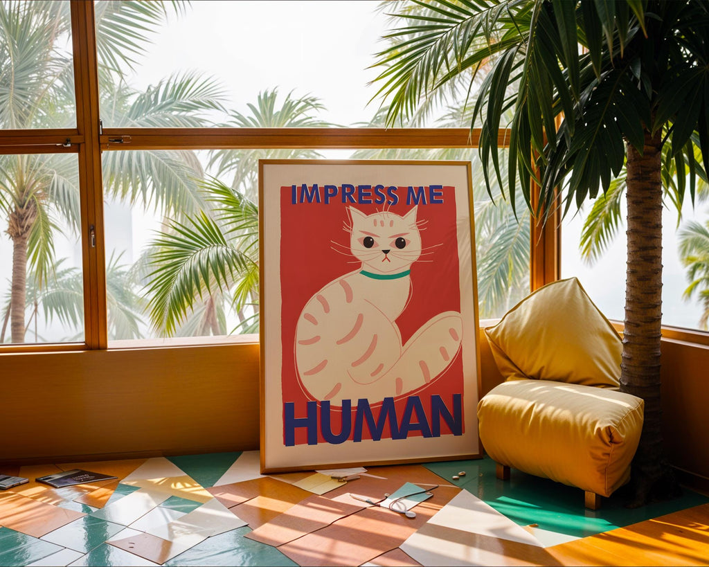 Funny Cat Quote Art Print | Retro Feline Illustration wall art print, modern home decor, unframed artwork by Nomad & Nest