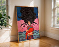 Surreal Woman with Fish Art Print | Cosmic Colorful Wall Decor wall art print, modern home decor, unframed artwork by Nomad & Nest
