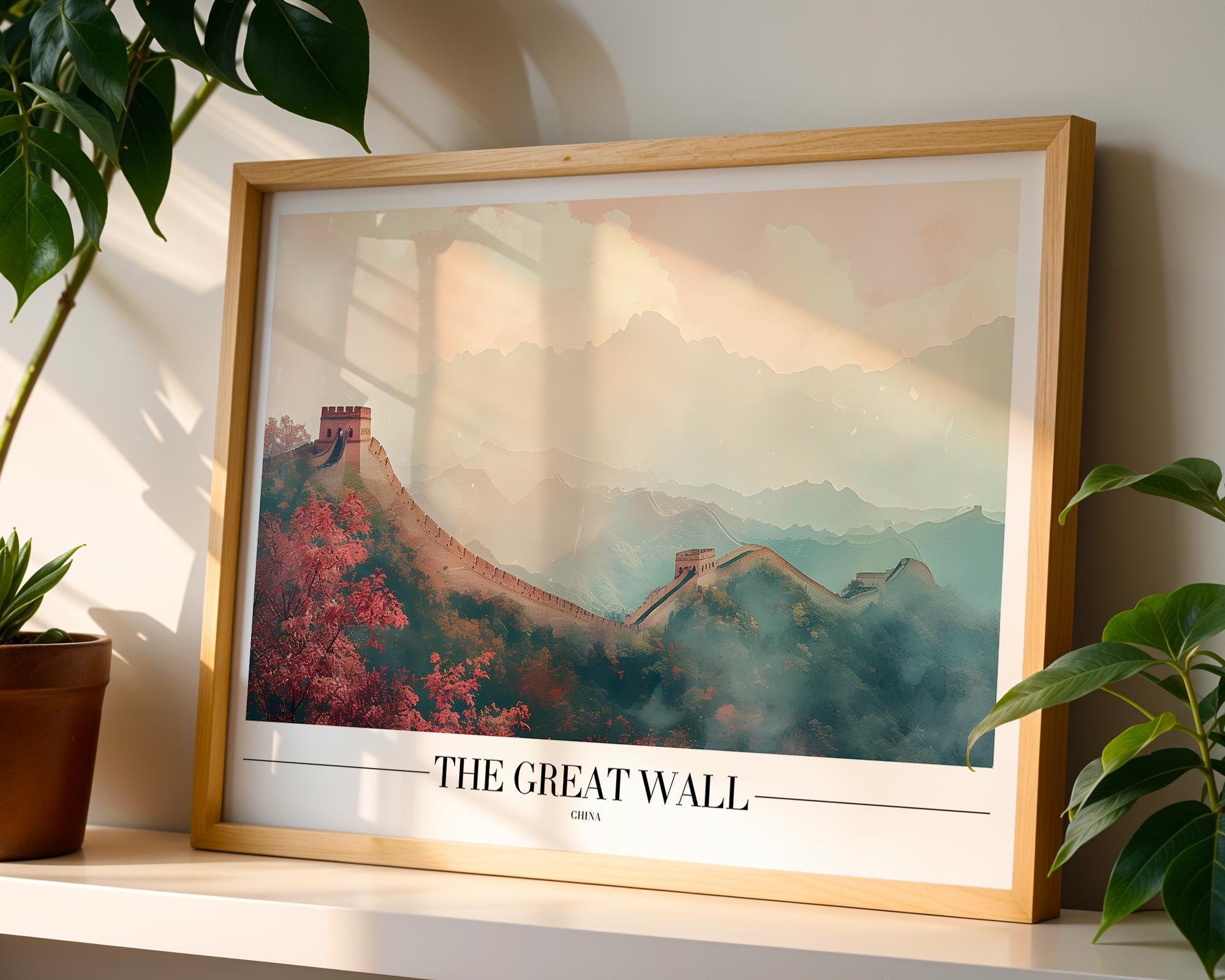 Great Wall of China Poster | Vintage Asian Travel Print wall art print, modern home decor, unframed artwork by Nomad & Nest