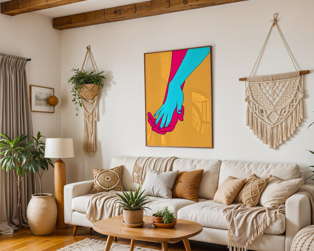 Modern Pop Art | Abstract Holding Hands  Print | Modern  Love Poster wall art print, modern home decor, unframed artwork by Nomad & Nest