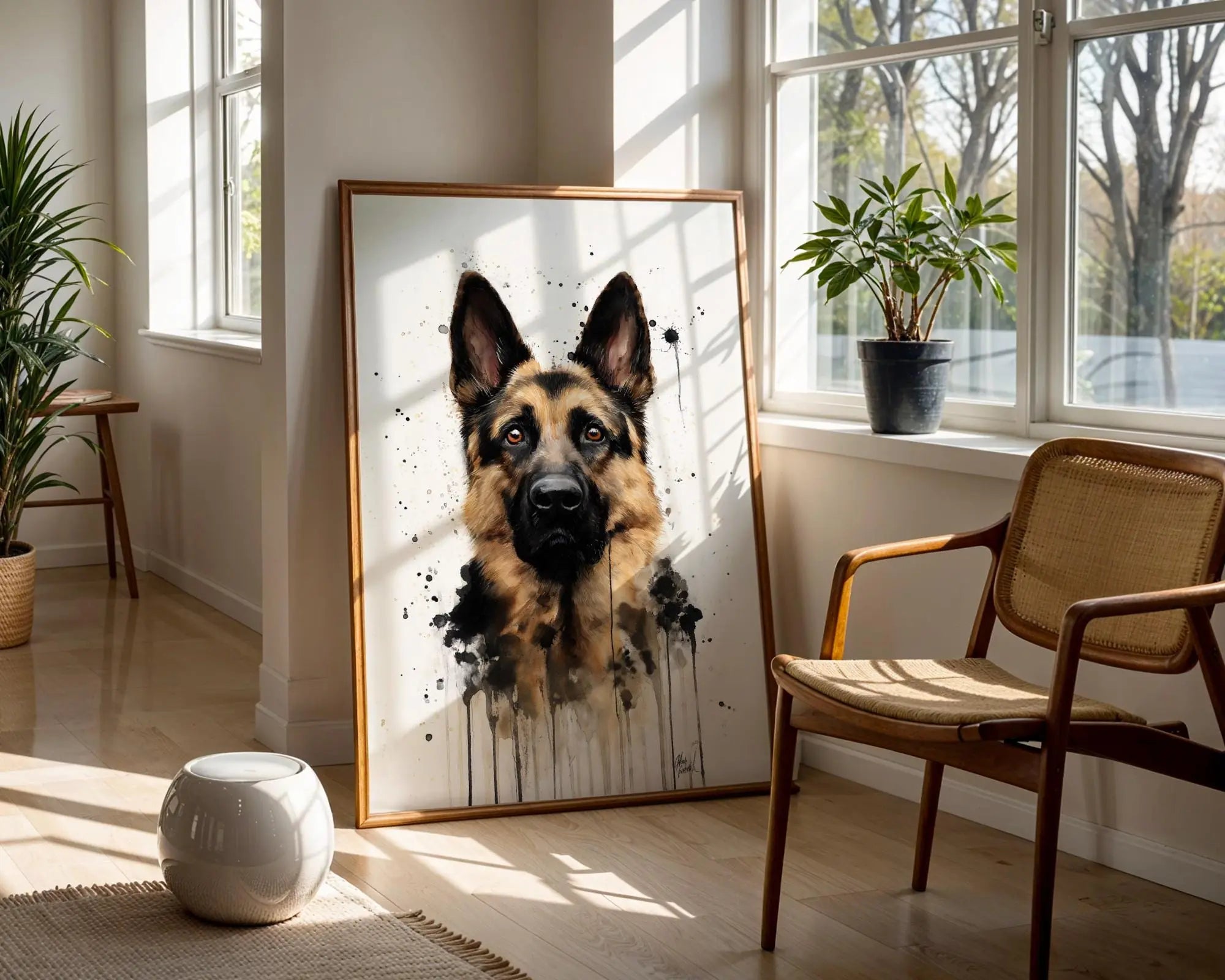 German Shepherd Watercolour Print | Loyal Dog Portrait Wall Art wall art print, modern home decor, unframed artwork by Nomad & Nest