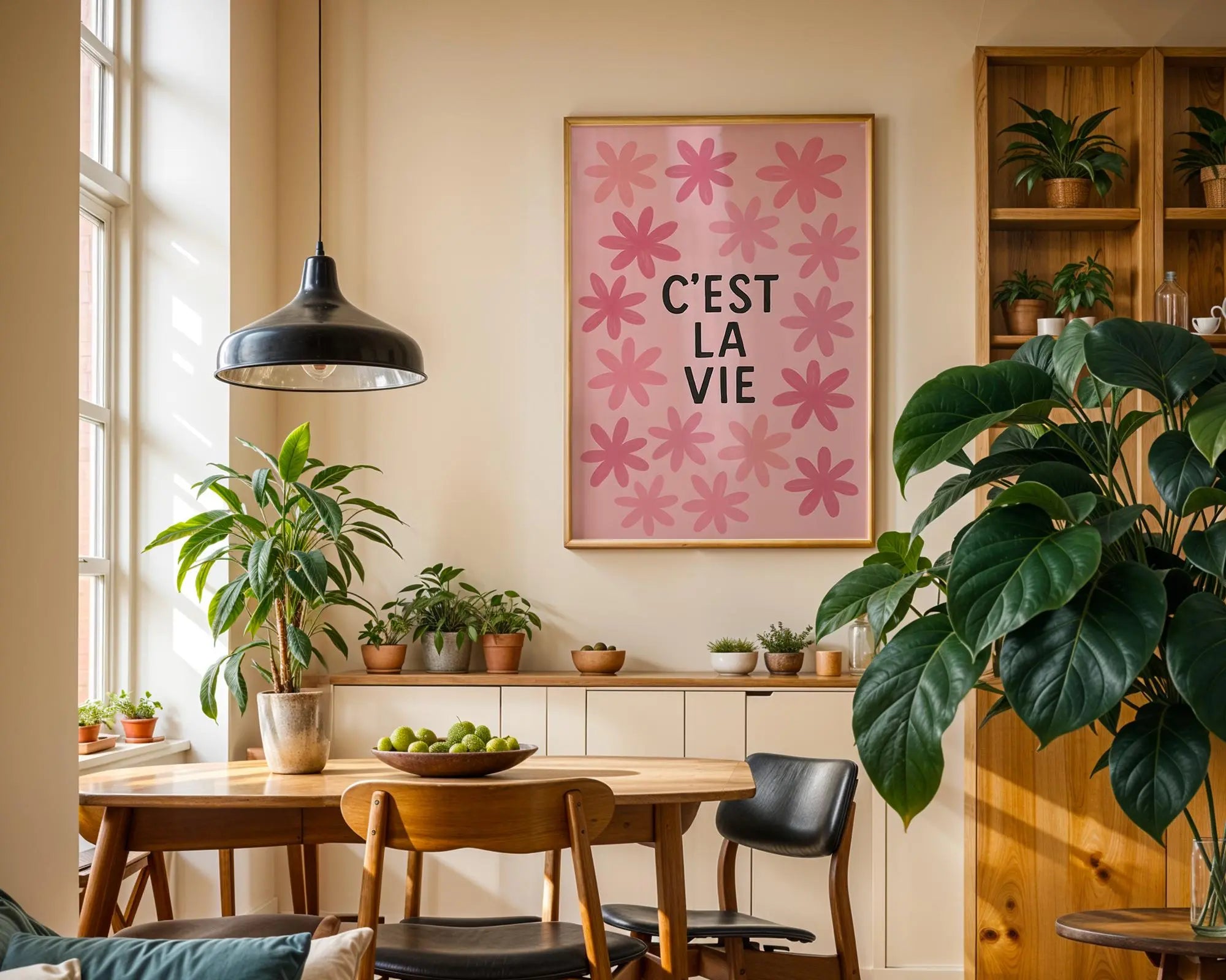 C’est La Vie Print | Pink Floral French Quote Poster wall art print, modern home decor, unframed artwork by Nomad & Nest